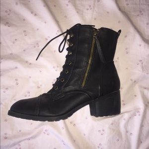 trendy black combat boots